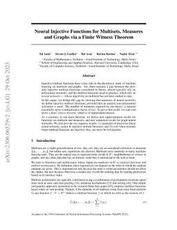 Neural Injective Functions for Multisets, Measures and Graphs via a
  Finite Witness Theorem