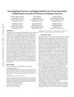Investigating Practices and Opportunities for Cross-functional
  Collaboration around AI Fairness in Industry Practice