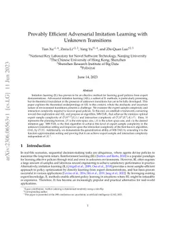 Provably Efficient Adversarial Imitation Learning with Unknown
  Transitions
