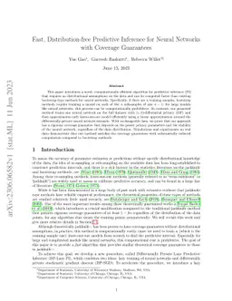 Fast, Distribution-free Predictive Inference for Neural Networks with
  Coverage Guarantees