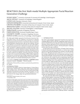 REACT2023: the first Multi-modal Multiple Appropriate Facial Reaction
  Generation Challenge