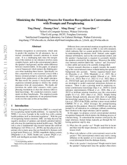Mimicking the Thinking Process for Emotion Recognition in Conversation
  with Prompts and Paraphrasing