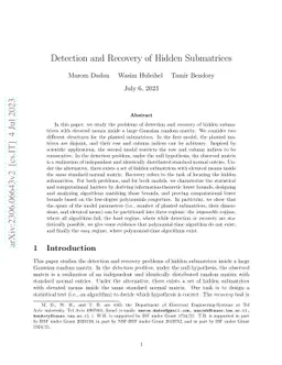 Detection and Recovery of Hidden Submatrices