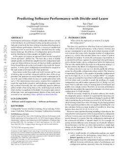 Predicting Software Performance with Divide-and-Learn