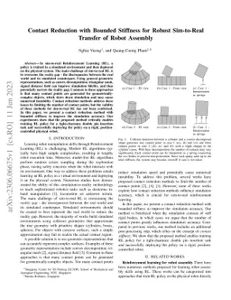 Contact Reduction with Bounded Stiffness for Robust Sim-to-Real Transfer
  of Robot Assembly
