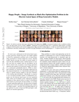 Happy People -- Image Synthesis as Black-Box Optimization Problem in the
  Discrete Latent Space of Deep Generative Models