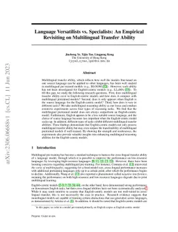Language Versatilists vs. Specialists: An Empirical Revisiting on
  Multilingual Transfer Ability