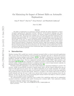 On Minimizing the Impact of Dataset Shifts on Actionable Explanations