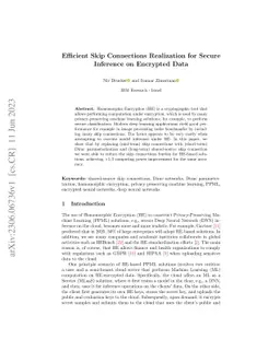 Efficient Skip Connections Realization for Secure Inference on Encrypted
  Data
