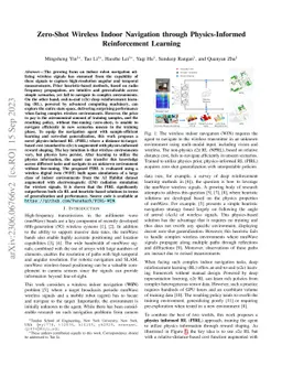 Zero-Shot Wireless Indoor Navigation through Physics-Informed
  Reinforcement Learning