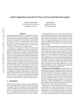 AnoFel: Supporting Anonymity for Privacy-Preserving Federated Learning