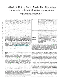 UniPoll: A Unified Social Media Poll Generation Framework via
  Multi-Objective Optimization