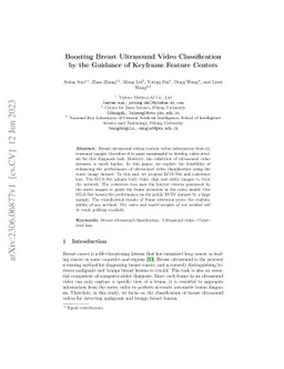 Boosting Breast Ultrasound Video Classification by the Guidance of
  Keyframe Feature Centers