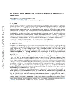 An efficient implicit constraint resolution scheme for interactive FE
  simulations