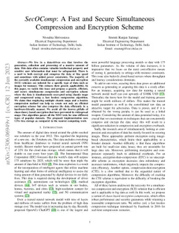 SecOComp: A Fast and Secure Simultaneous Compression and Encryption
  Scheme