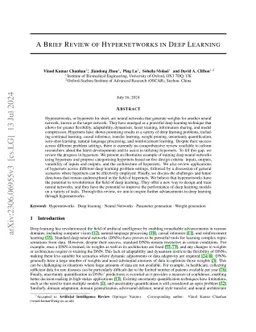 A Brief Review of Hypernetworks in Deep Learning