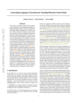 Generating Language Corrections for Teaching Physical Control Tasks