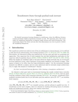 Transformers learn through gradual rank increase