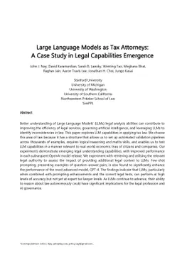 Large Language Models as Tax Attorneys: A Case Study in Legal
  Capabilities Emergence