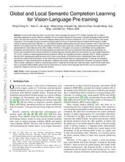 Global and Local Semantic Completion Learning for Vision-Language
  Pre-training