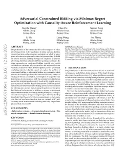 Adversarial Constrained Bidding via Minimax Regret Optimization with
  Causality-Aware Reinforcement Learning