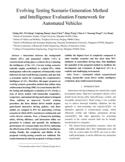 Evolving Testing Scenario Generation Method and Intelligence Evaluation
  Framework for Automated Vehicles