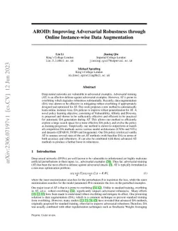 AROID: Improving Adversarial Robustness through Online Instance-wise
  Data Augmentation