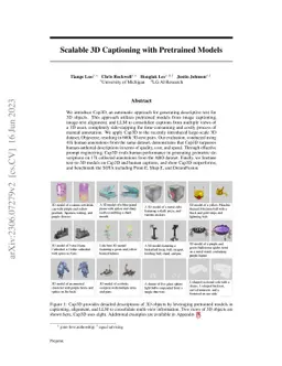 Scalable 3D Captioning with Pretrained Models