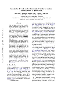 TransCoder: Towards Unified Transferable Code Representation Learning
  Inspired by Human Skills