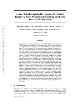 Active Globally Explainable Learning for Medical Images via Class
  Association Embedding and Cyclic Adversarial Generation