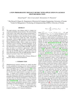 A New Probabilistic Distance Metric With Application In Gaussian Mixture
  Reduction