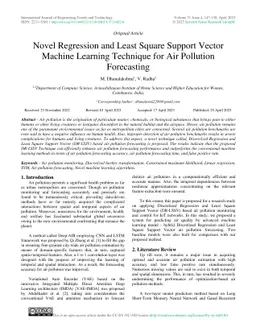 Novel Regression and Least Square Support Vector Machine Learning
  Technique for Air Pollution Forecasting