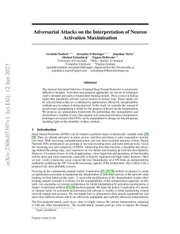 Adversarial Attacks on the Interpretation of Neuron Activation
  Maximization