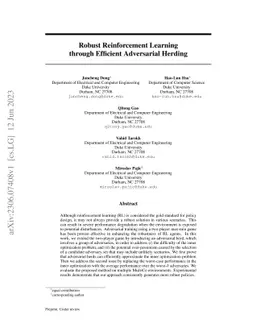 Robust Reinforcement Learning through Efficient Adversarial Herding