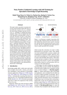 Noisy Positive-Unlabeled Learning with Self-Training for Speculative
  Knowledge Graph Reasoning
