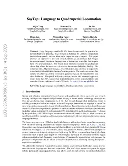 SayTap: Language to Quadrupedal Locomotion