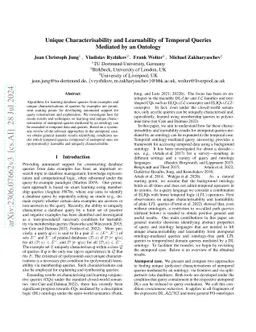 Unique Characterisability and Learnability of Temporal Queries Mediated
  by an Ontology