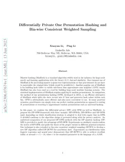 Differentially Private One Permutation Hashing and Bin-wise Consistent
  Weighted Sampling