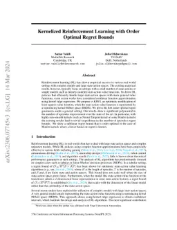 Kernelized Reinforcement Learning with Order Optimal Regret Bounds