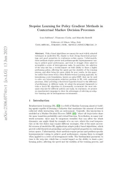 Stepsize Learning for Policy Gradient Methods in Contextual Markov
  Decision Processes