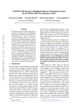 NAVER LABS Europe's Multilingual Speech Translation Systems for the
  IWSLT 2023 Low-Resource Track