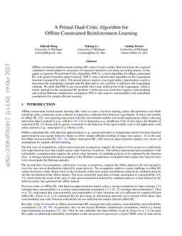 A Primal-Dual-Critic Algorithm for Offline Constrained Reinforcement
  Learning