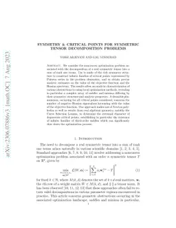 Symmetry & Critical Points for Symmetric Tensor Decomposition Problems