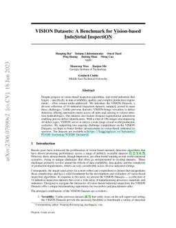 VISION Datasets: A Benchmark for Vision-based InduStrial InspectiON