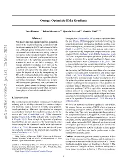 Omega: Optimistic EMA Gradients