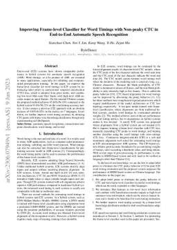 Improving Frame-level Classifier for Word Timings with Non-peaky CTC in
  End-to-End Automatic Speech Recognition