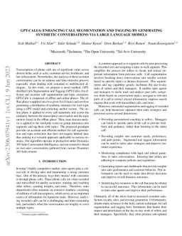 GPT-Calls: Enhancing Call Segmentation and Tagging by Generating
  Synthetic Conversations via Large Language Models