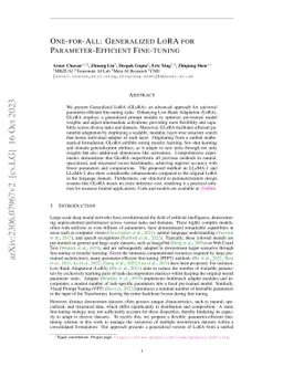 One-for-All: Generalized LoRA for Parameter-Efficient Fine-tuning