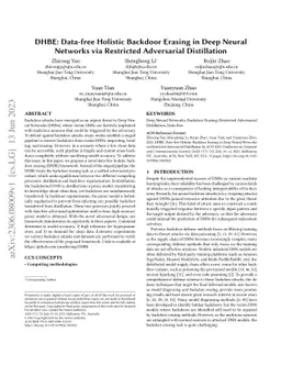DHBE: Data-free Holistic Backdoor Erasing in Deep Neural Networks via
  Restricted Adversarial Distillation