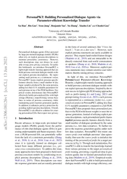 PersonaPKT: Building Personalized Dialogue Agents via
  Parameter-efficient Knowledge Transfer